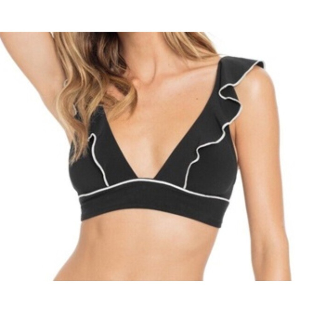 NWOT Robin Piccone Malia XS Olive GreenSolid Bikini Top Tie Back 123397 - Picture 4 of 4